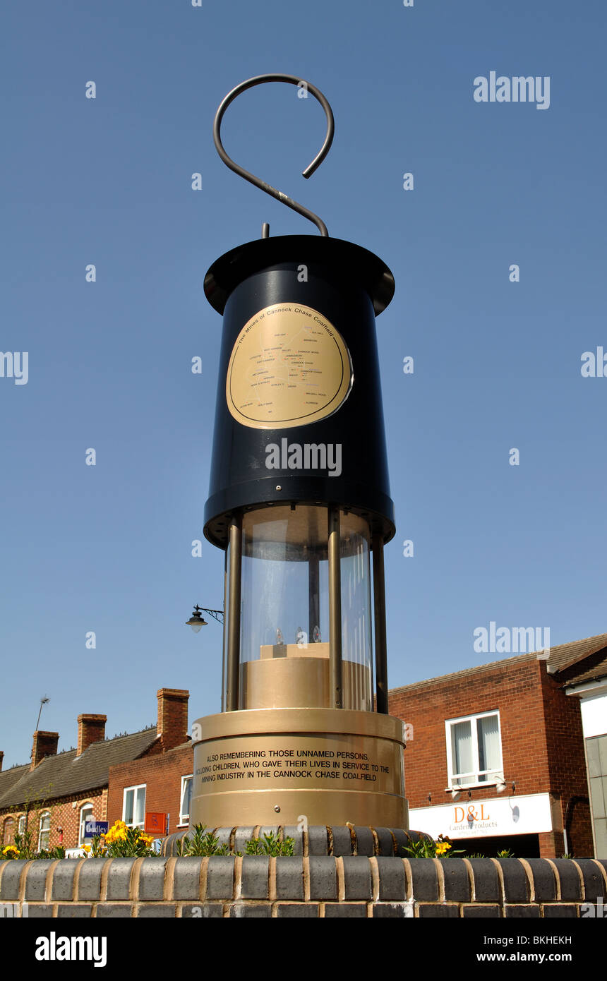 Large miner`s lamp in Hednesford town centre, Staffordshire, England, UK Stock Photo